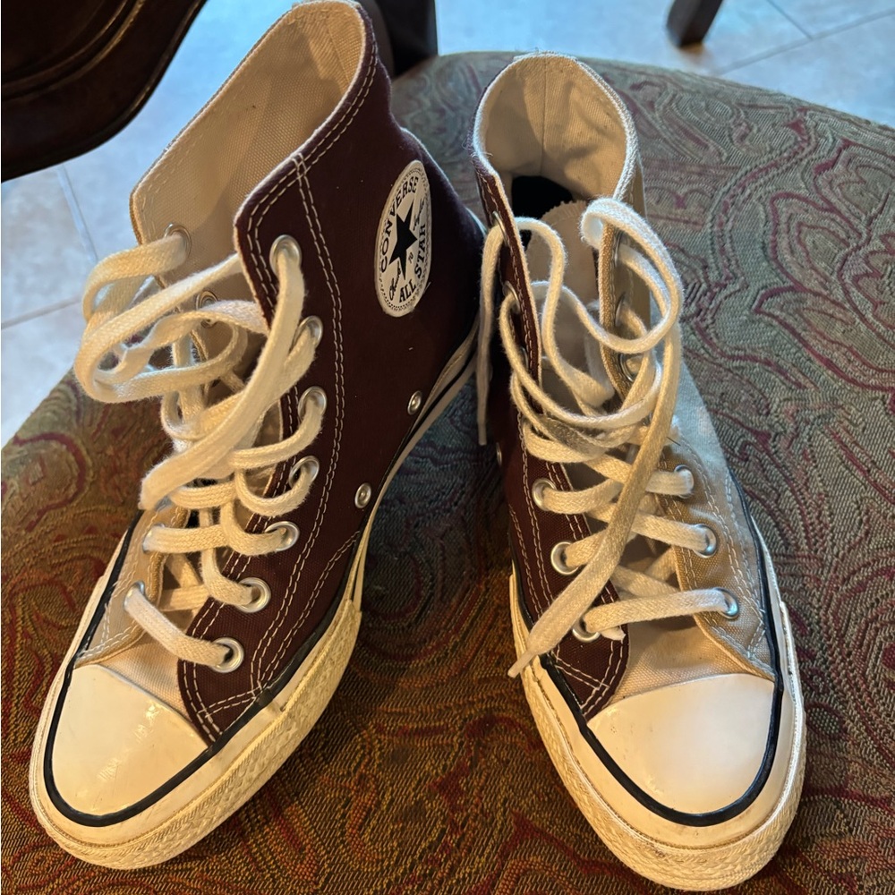 Converse High-Top Sneakers in Brown and Tan custom made -Sz 6.5